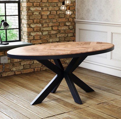 Oval solid mango wood dining - wood,